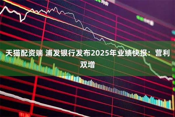 天猫配资端 浦发银行发布2025年业绩快报：营利双增